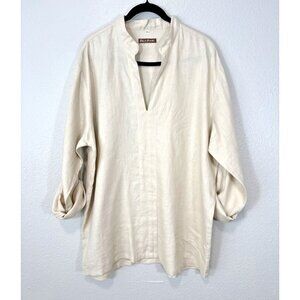 Island Importer Beige Tunic Shirt Top 100% Linen Women's Sz XX-Large Casual Boho